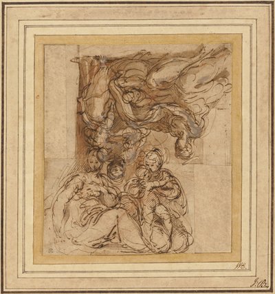 Zwei Studien für eine Heilige Familie von Parmigianino